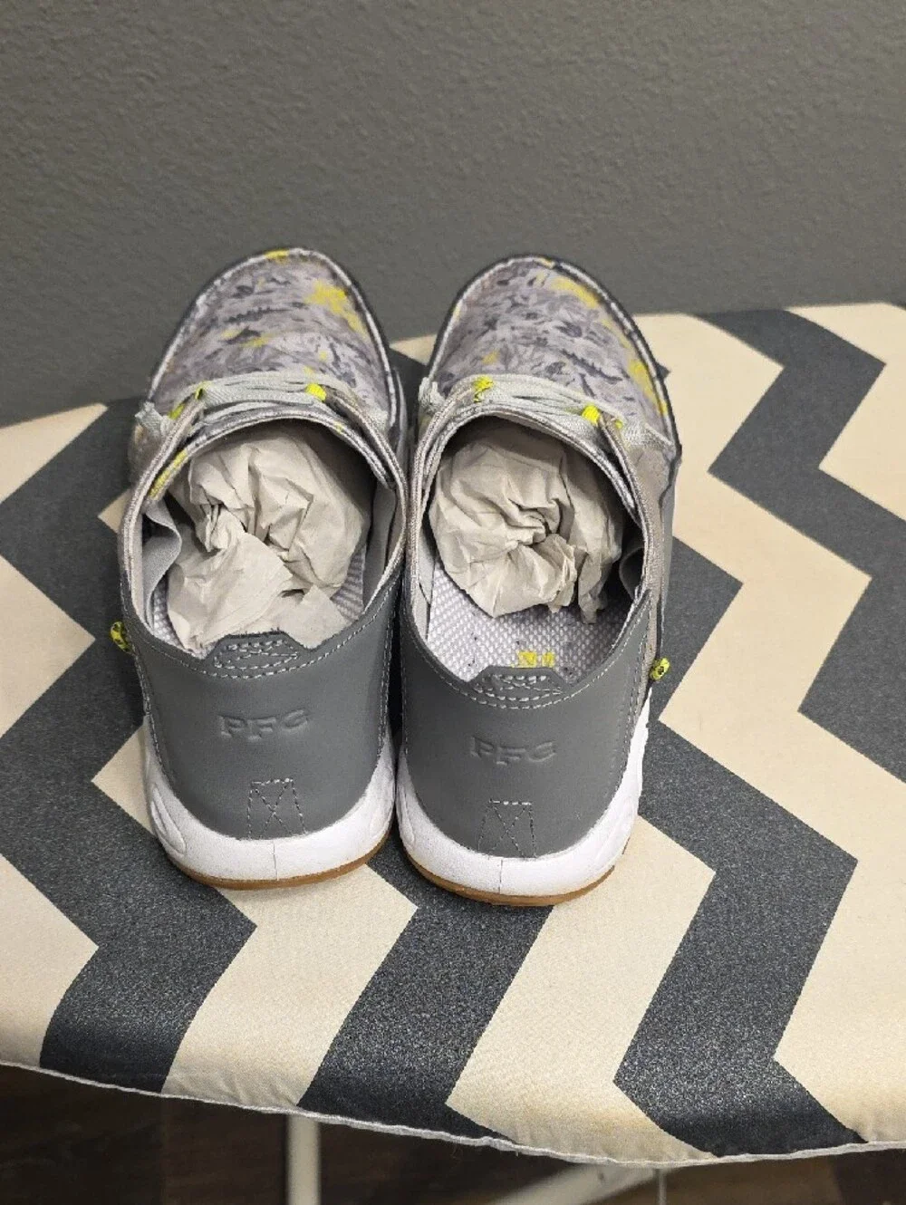 Columbia Gray Floral-Print Sneakers with Yellow Accents